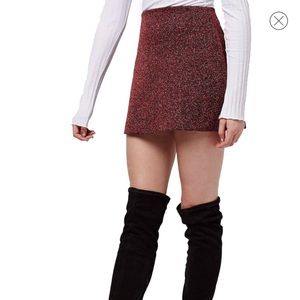 NWT Topshop Marled Herringbone Miniskirt in Red